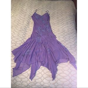 Purple midi dress with beads and sequin details